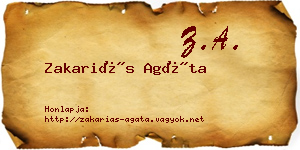 Zakariás Agáta névjegykártya